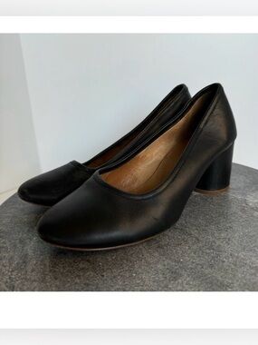 Madewell Reid Pumps Block Heels Leather Black 6
